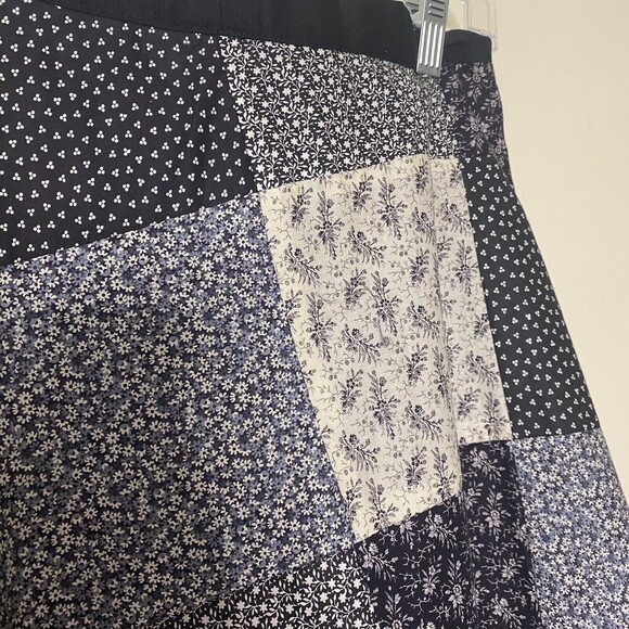 Vintage Handmade Patchwork Quilted Wrap Midi Skirt Boho Black White Small - Picture 6 of 8